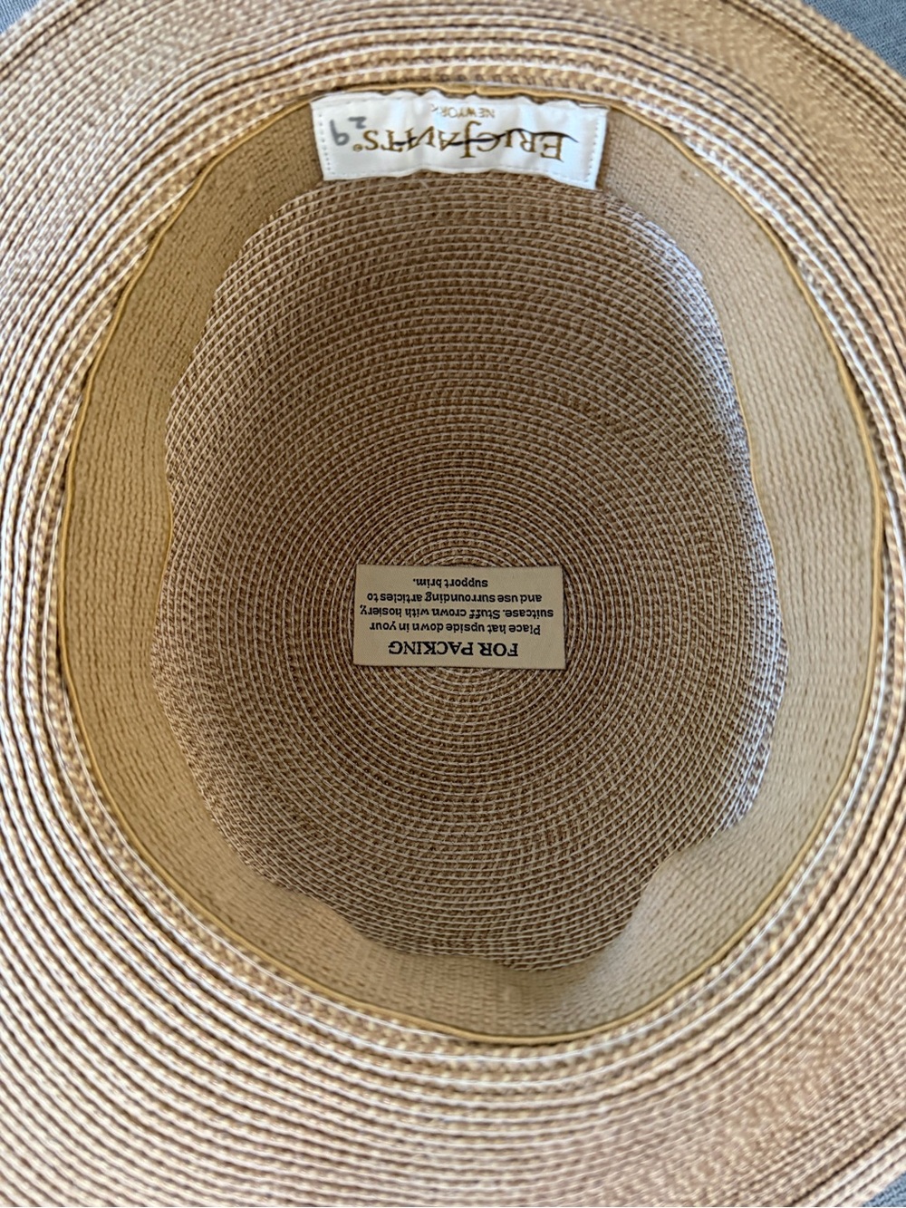 Eric Javits Hampton Straw Sun Hat in Tan - Picture 3 of 3
